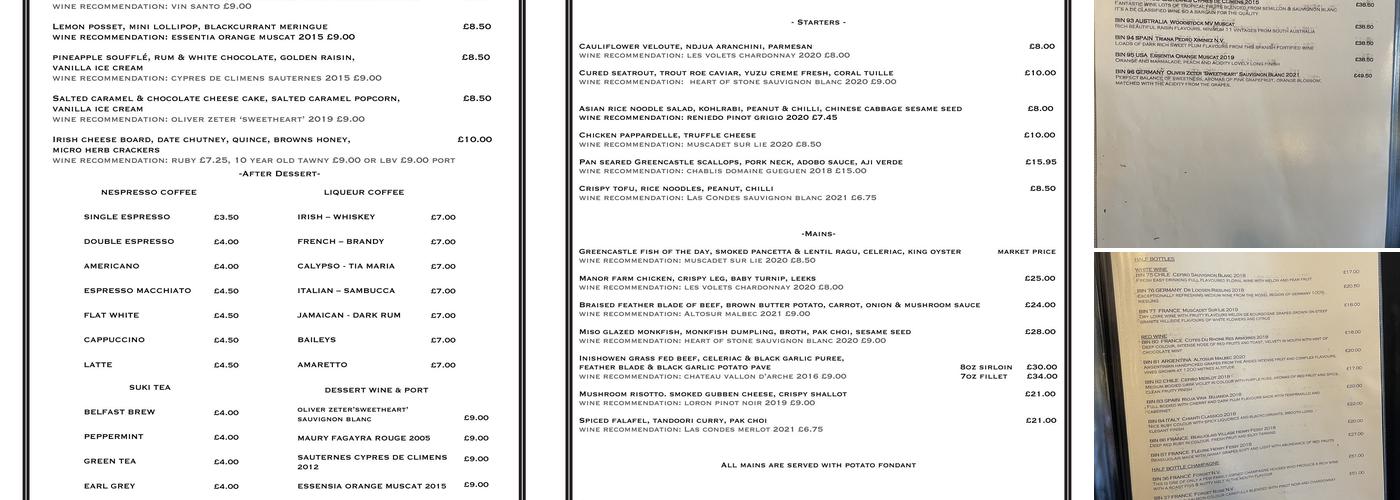 Browns Bonds Hill Menu