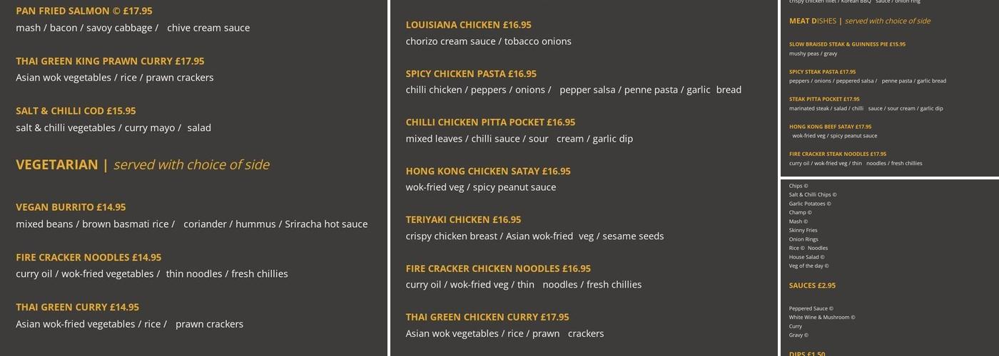 The Gate Bistro Menu