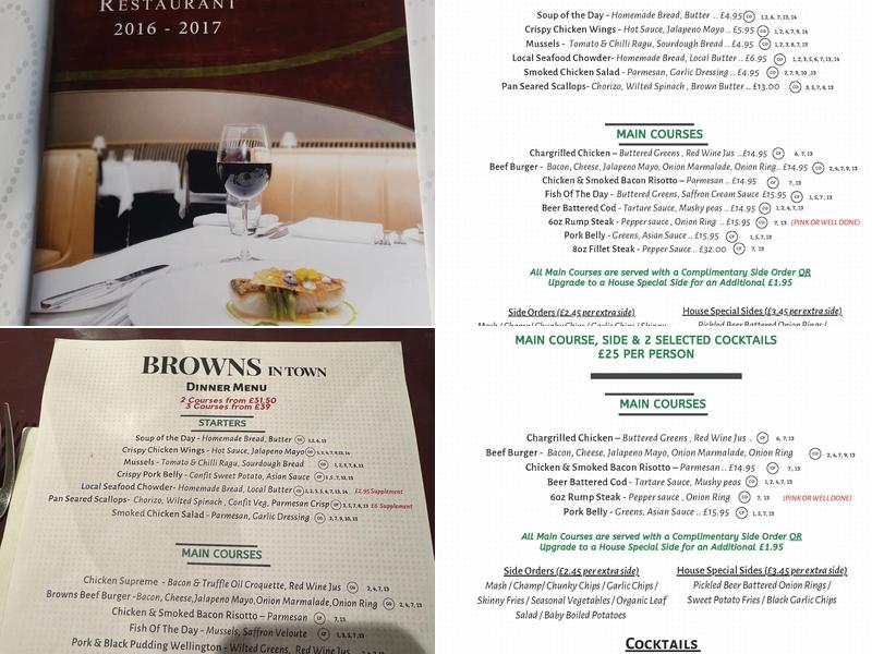 Browns In Town Menu