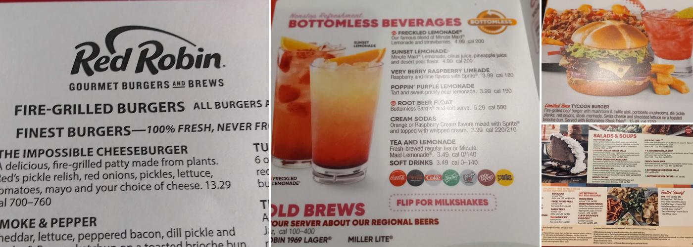 Red Robin Gourmet Burgers and Brews Menu
