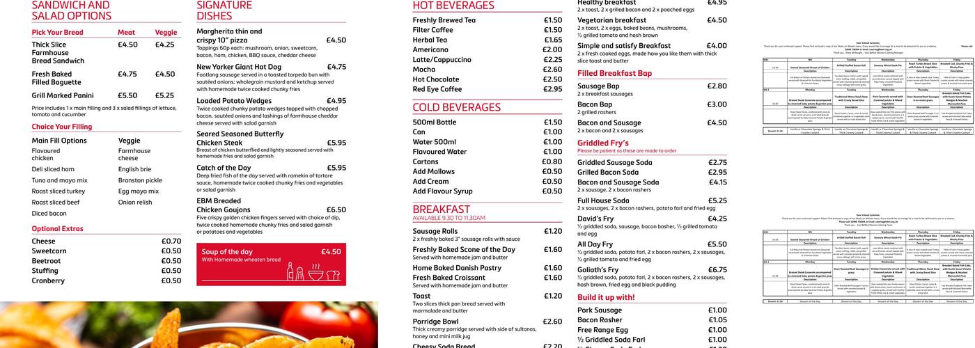 East Belfast Mission @ Skainos Centre Menu