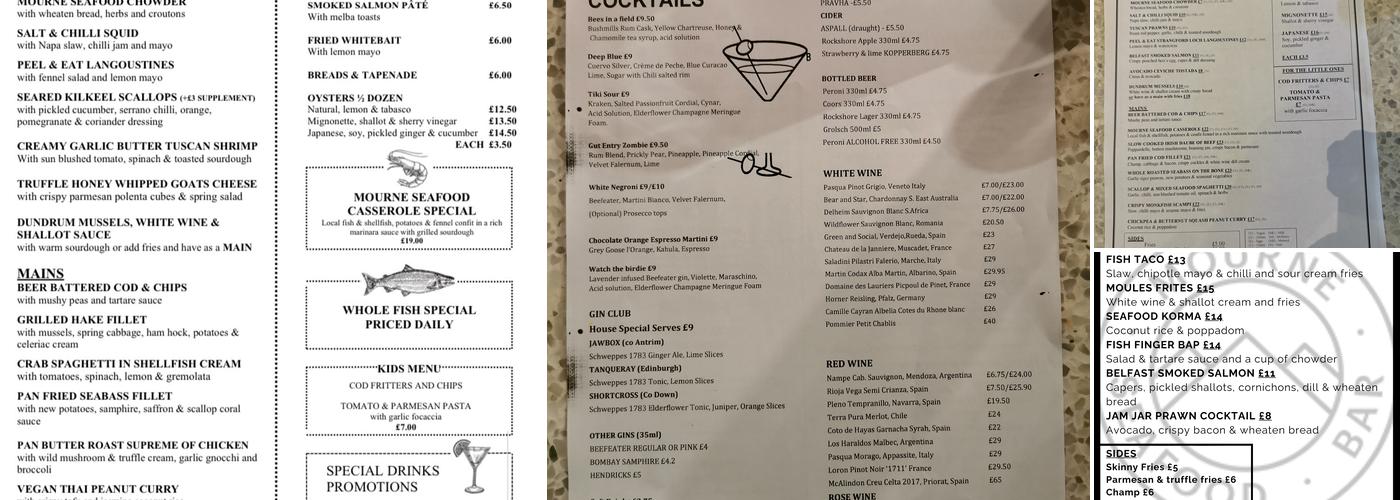 Mourne Seafood Bar Menu