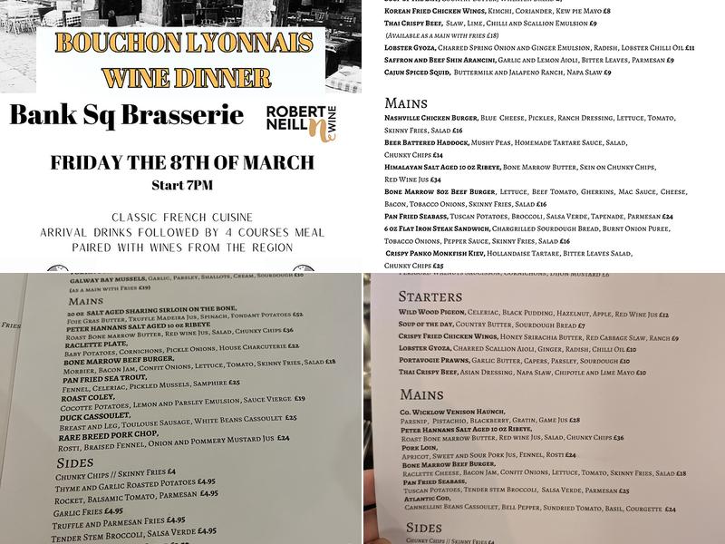 Bank Square Brasserie Menu