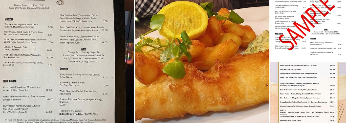 Tedfords Kitchen Menu