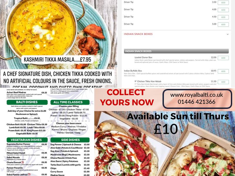 Royal Balti (Barry) Menu