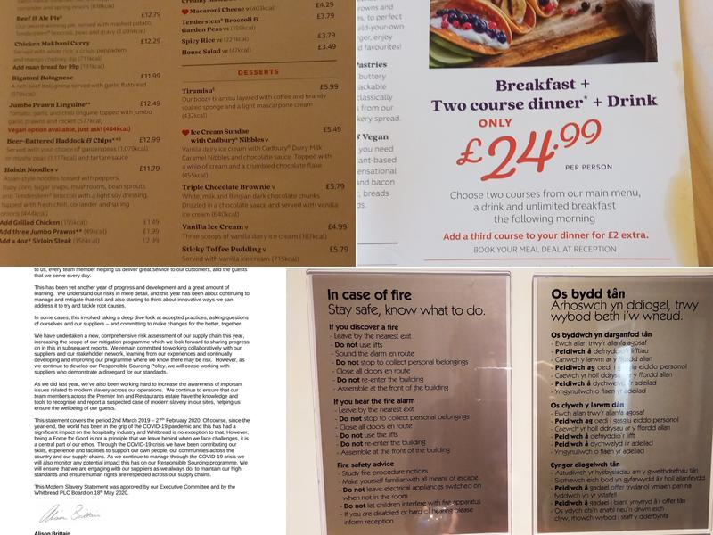 Premier Inn Wrexham City Centre hotel Menu