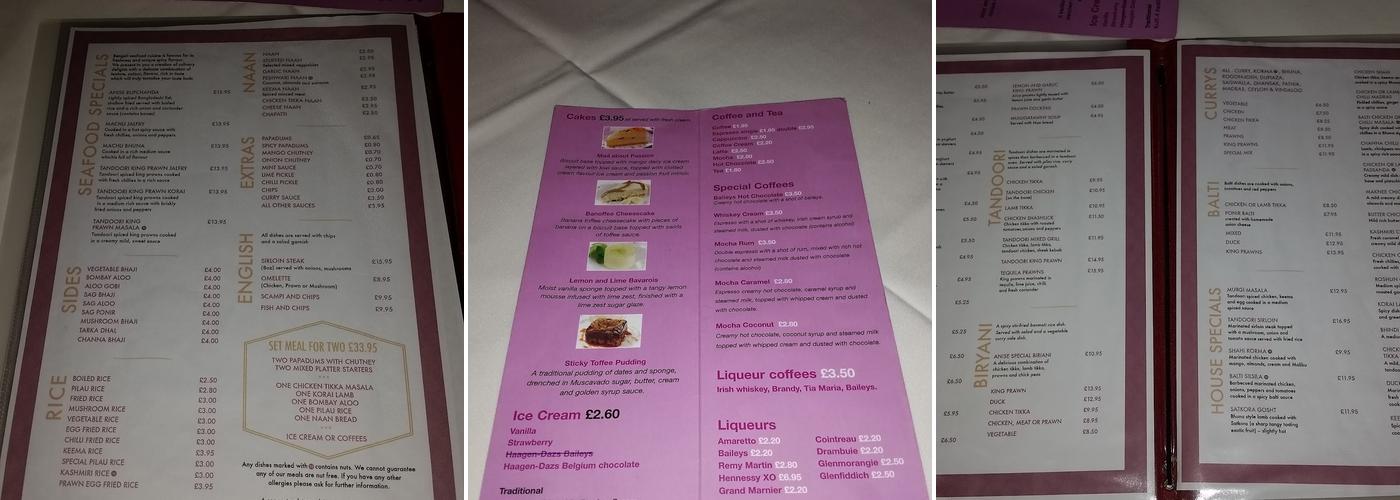 Anise Menu