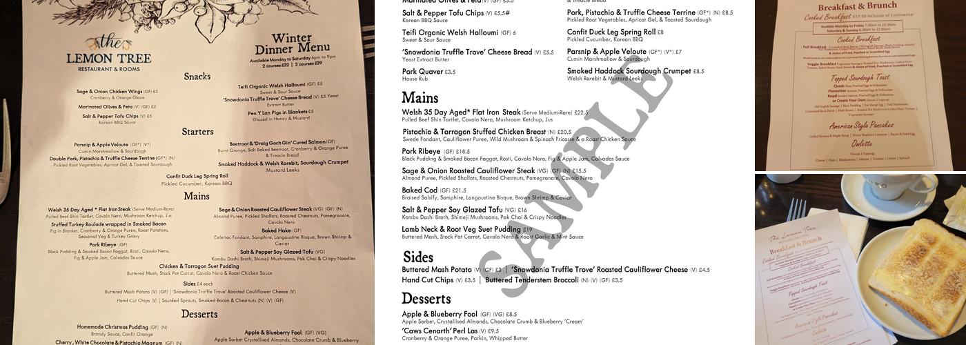 The Lemon Tree Restaurant With Rooms Menu