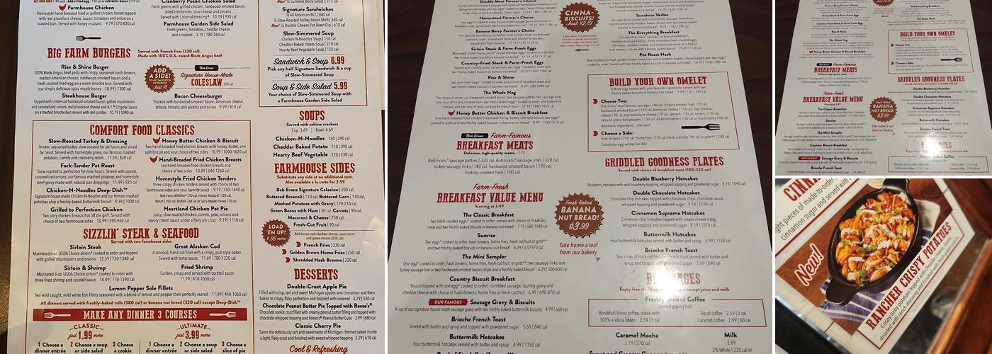 Bob Evans Menu