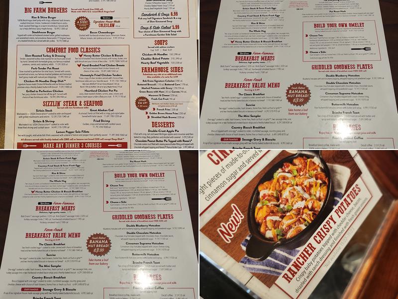 Bob Evans Menu