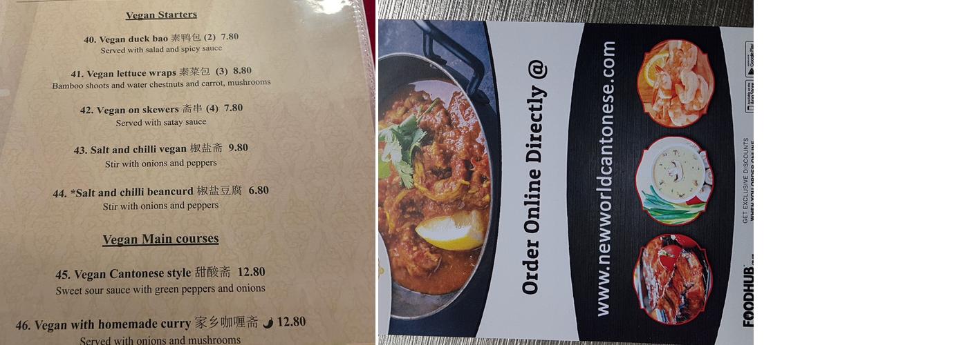 New World Chinese Restaurant & Take Away Menu