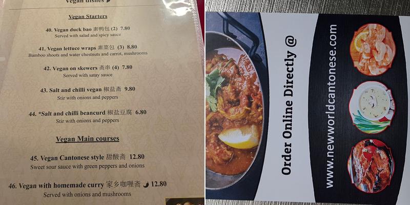 New World Chinese Restaurant & Take Away Menu