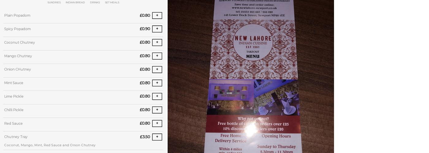 The New Lahore Menu