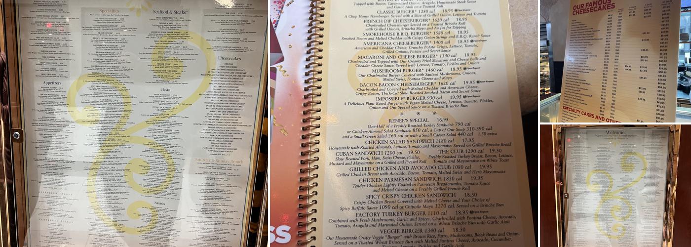 The Cheesecake Factory Menu