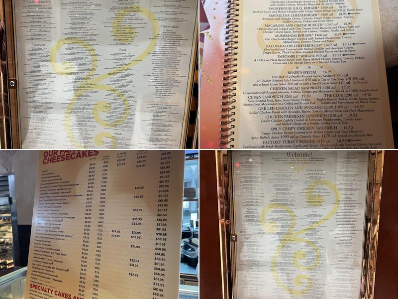 The Cheesecake Factory Menu