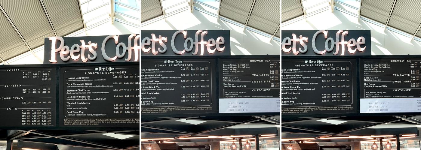 Peet's Coffee Menu