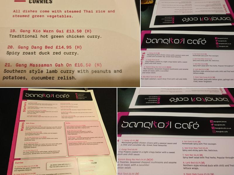Bangkok Cafe Menu