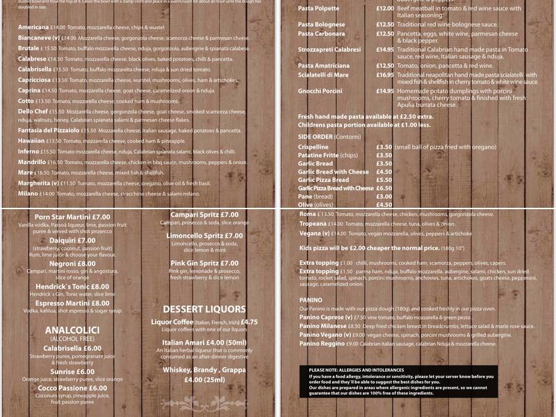 Calabrisella Canton Menu
