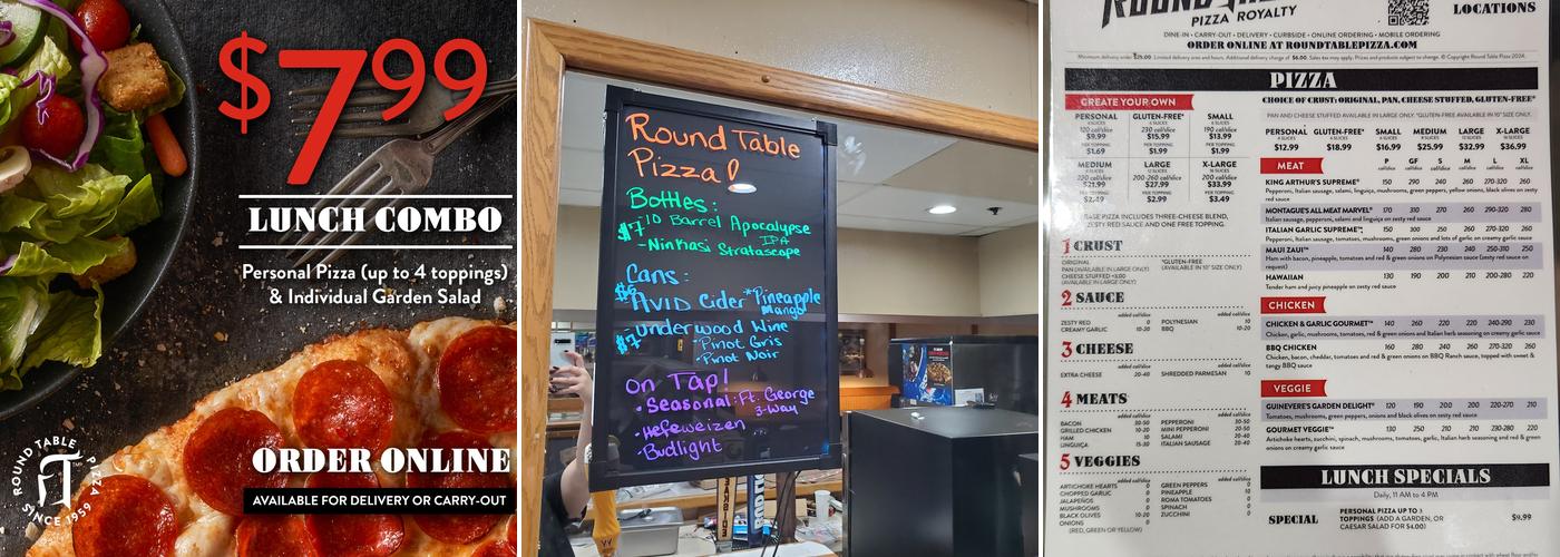 Round Table Pizza Menu