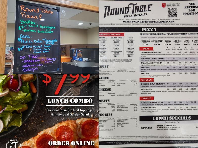 Round Table Pizza Menu