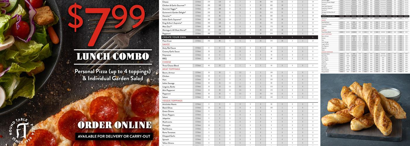 Round Table Pizza Menu