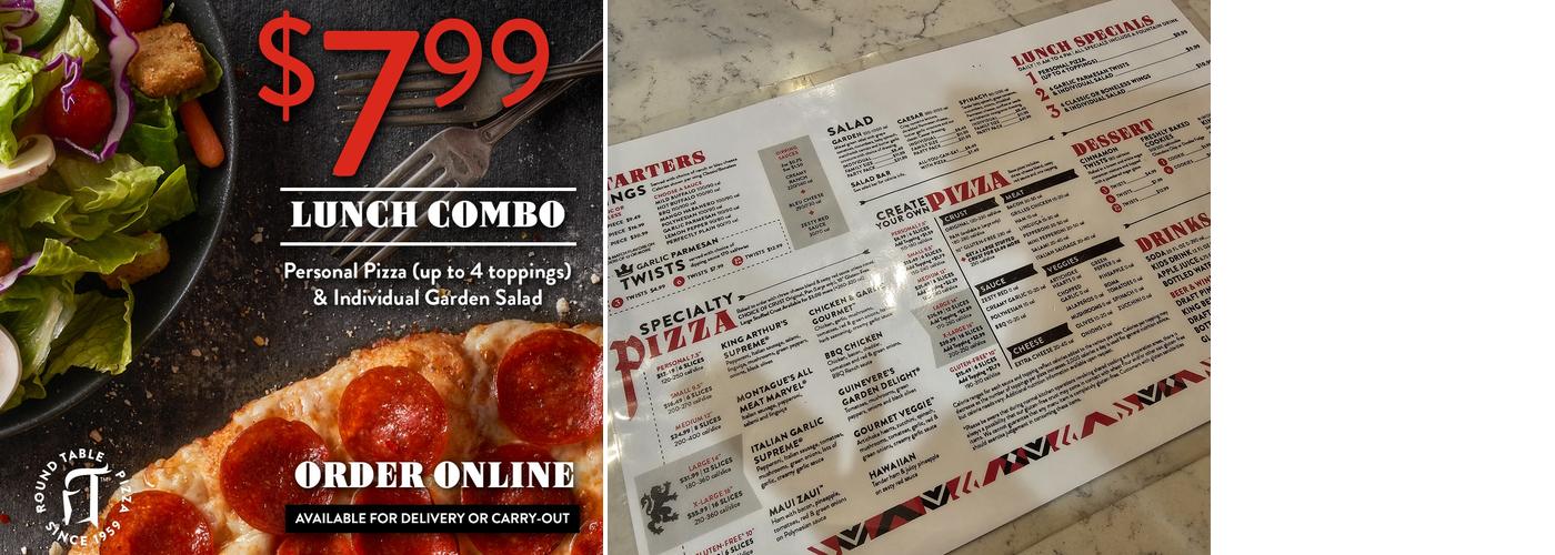 Round Table Pizza Menu