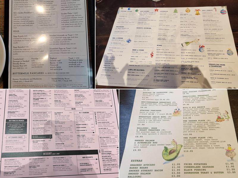 Bill's Cardiff Central Restaurant Menu