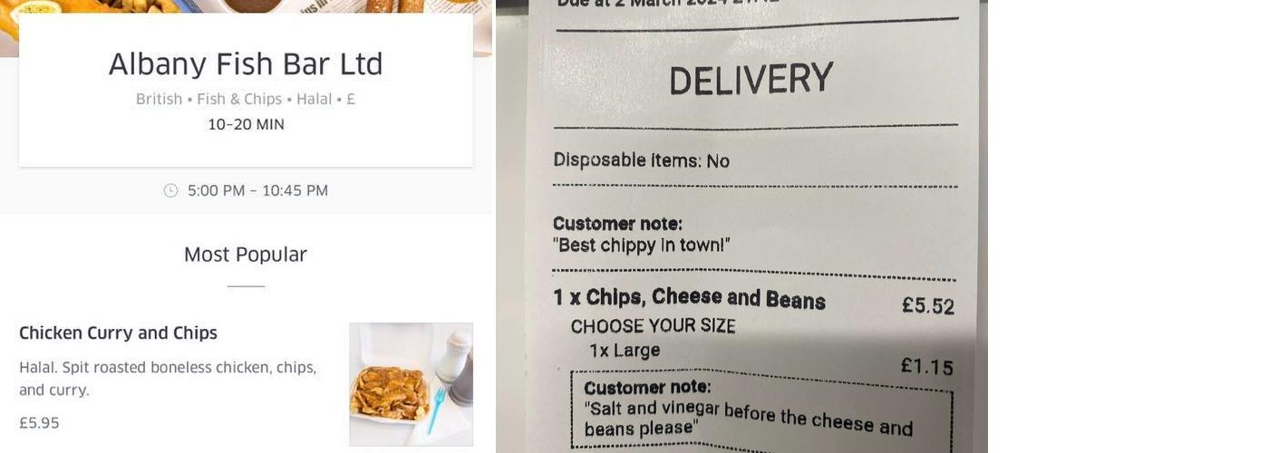 Albany Fish Bar Menu