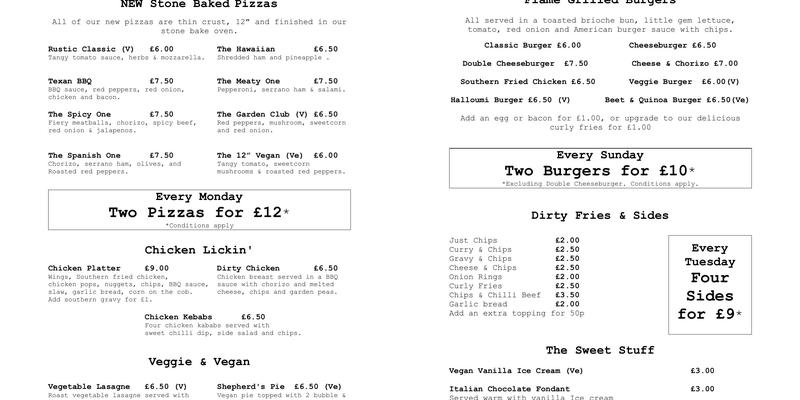 The Royal George Menu