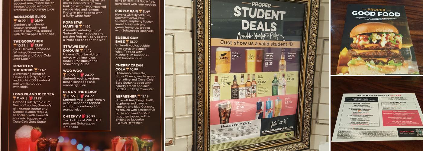 Yates - Cardiff Menu