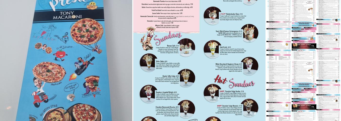 Tony Macaroni Menu