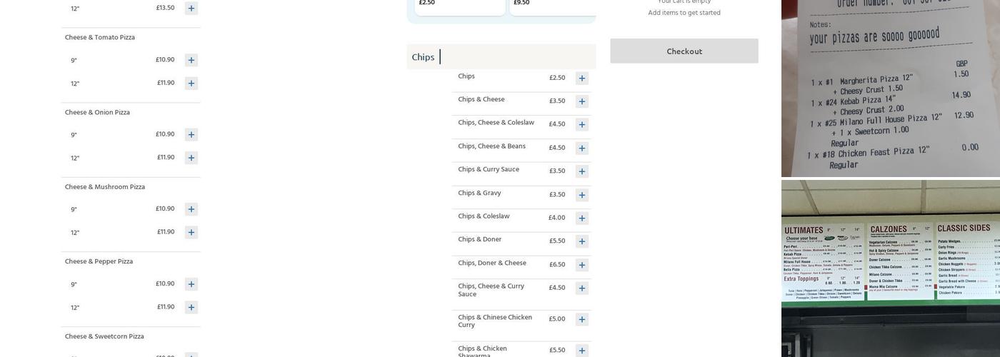 Milano Pizza Dundee Menu