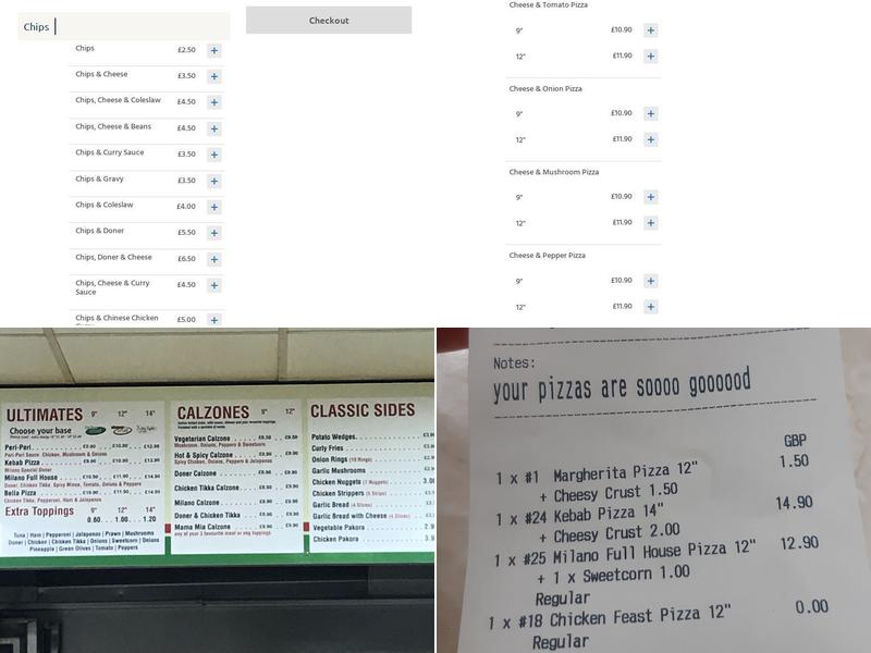 Milano Pizza Dundee Menu