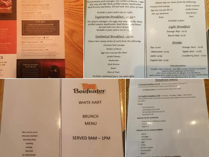 Beefeater White Hart - Guestling Menu