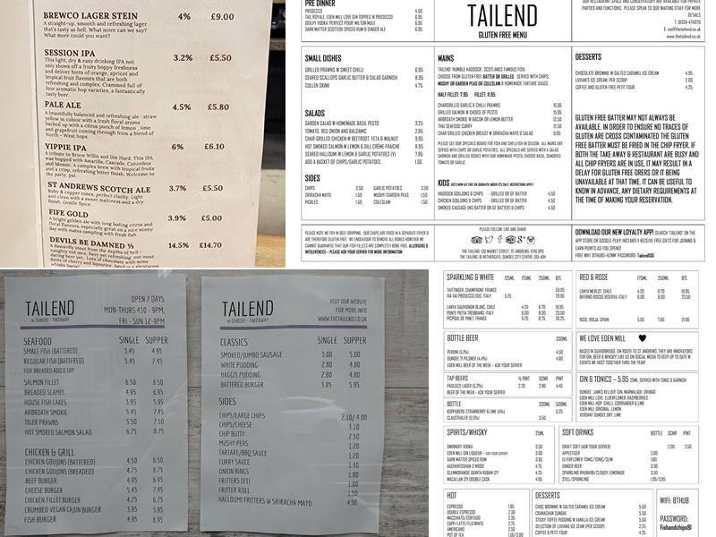 Tailend Dundee Menu