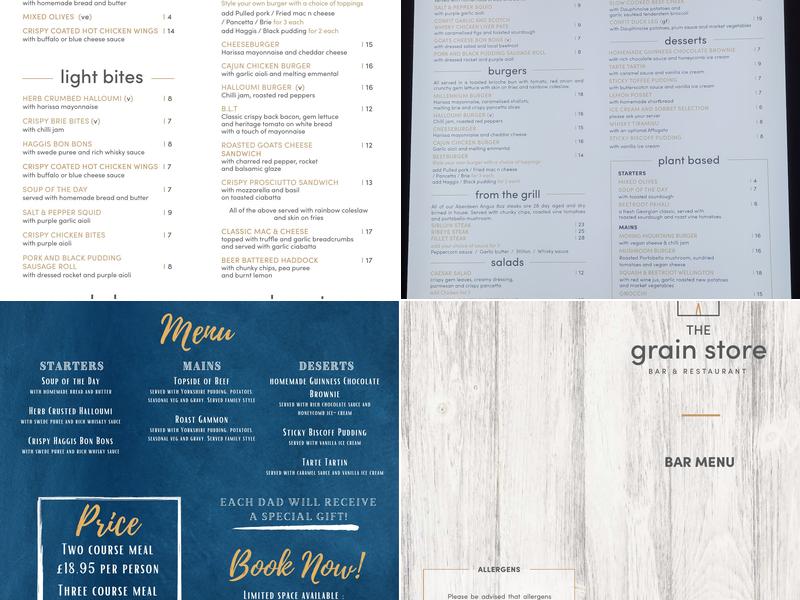 Copthorne Hotel Aberdeen Menu