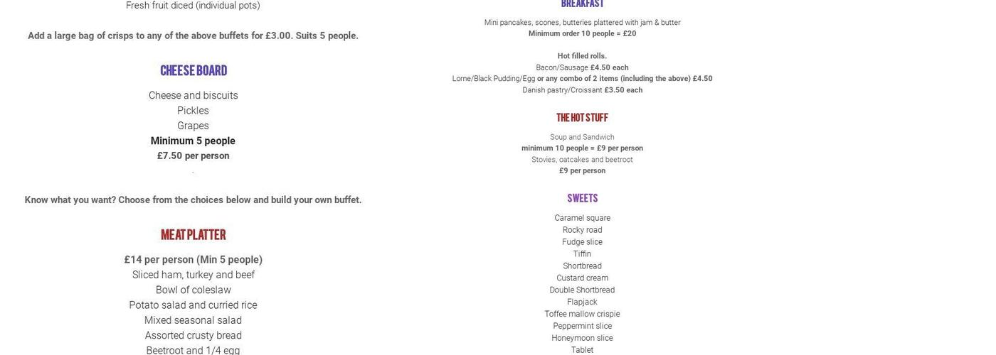 Upperkrust Aberdeen Menu