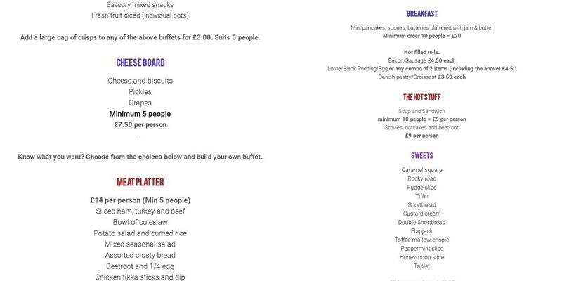 Upperkrust Aberdeen Menu