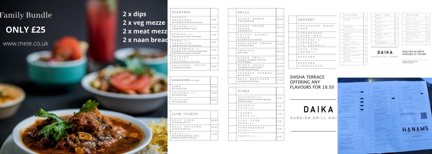 Daika Kanm Kurdish Grill Menu