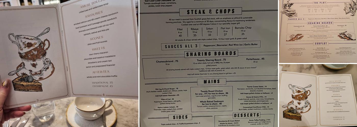 Twenty Princes Street Menu