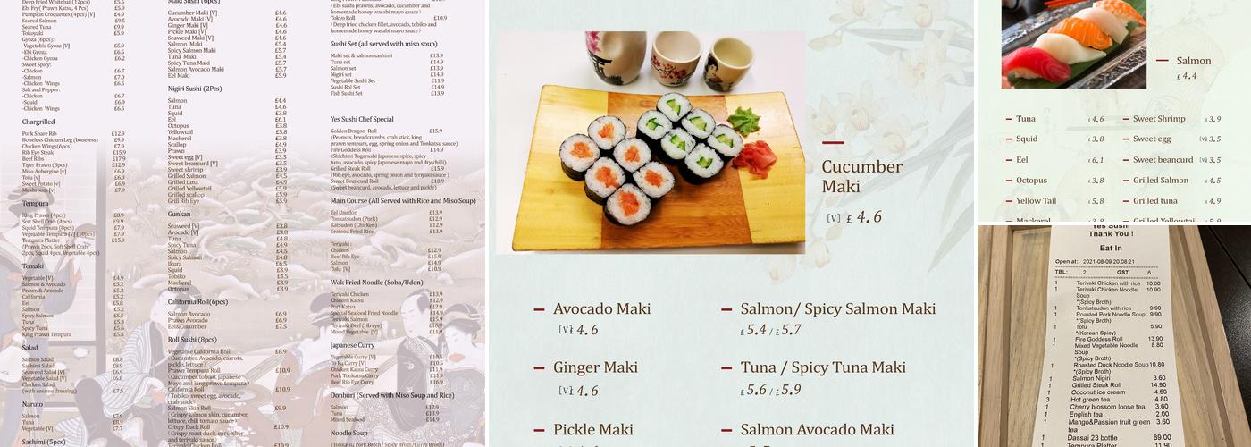 Yes Sushi Menu