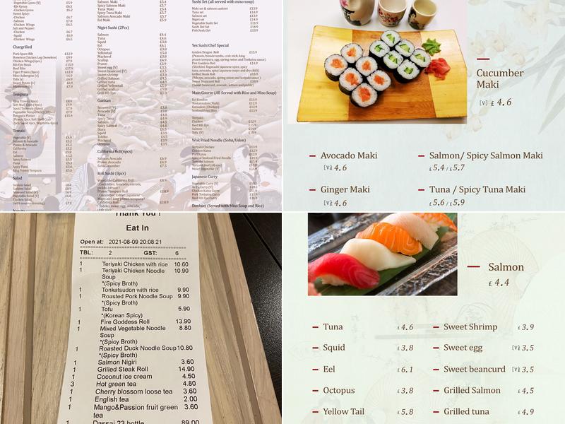 Yes Sushi Menu