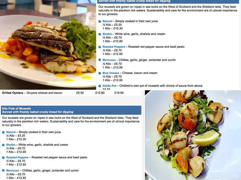 Mussel Inn Seafood Restaurant Menu