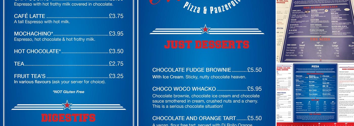 Mamma's American Pizza Menu