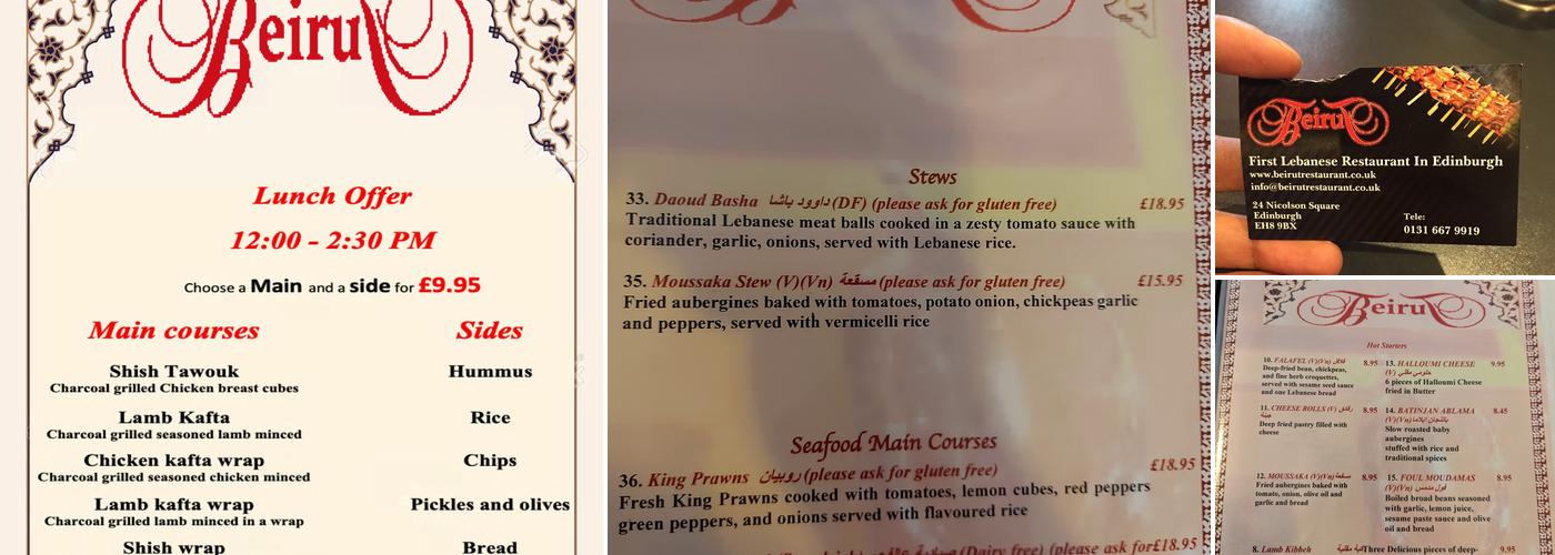 Beirut Menu