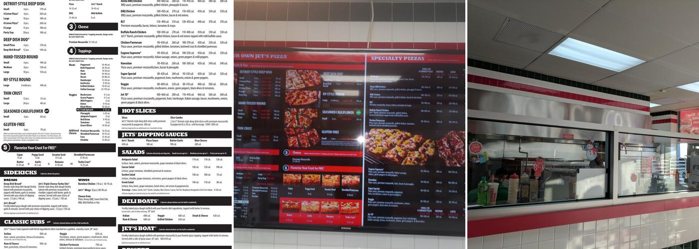 Jet's Pizza Menu