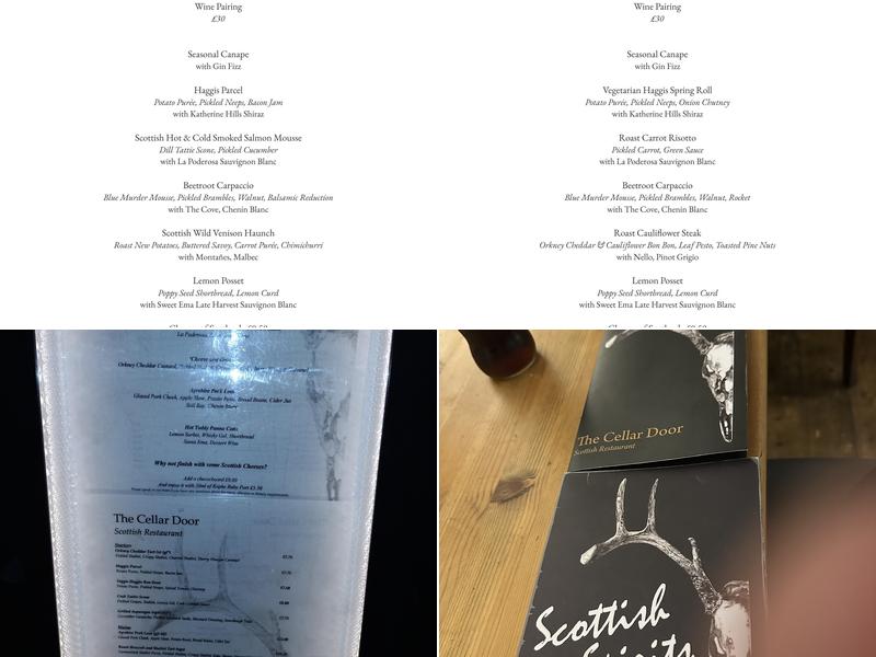 The Cellar Door Menu