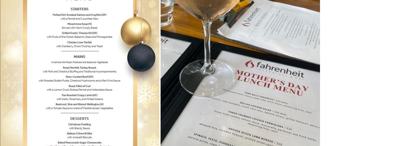 Fahrenheit Restaurant & Bar Menu