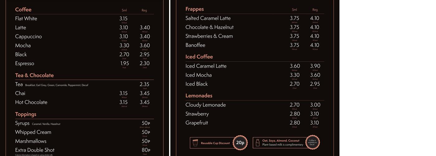 AMT Coffee Menu