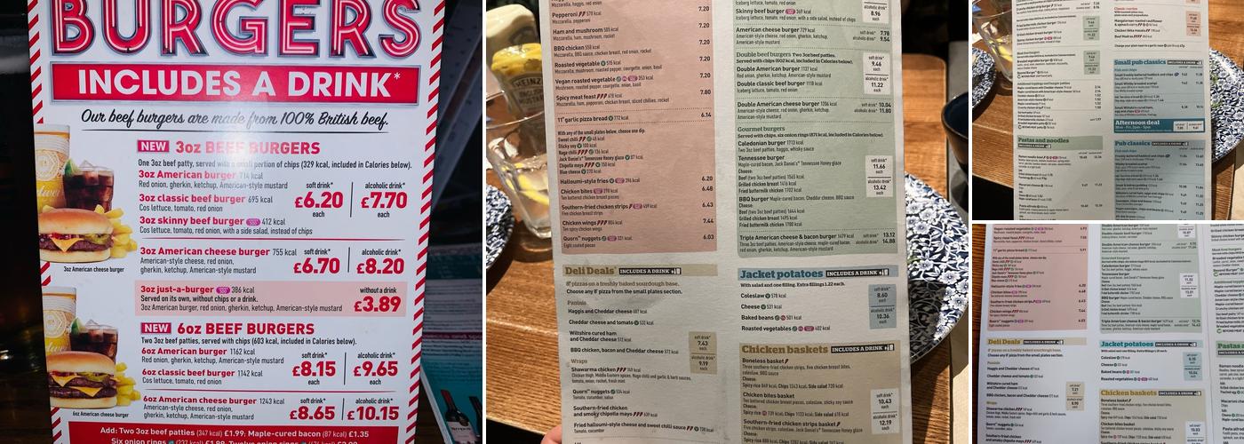 The Booking Office - JD Wetherspoon Menu